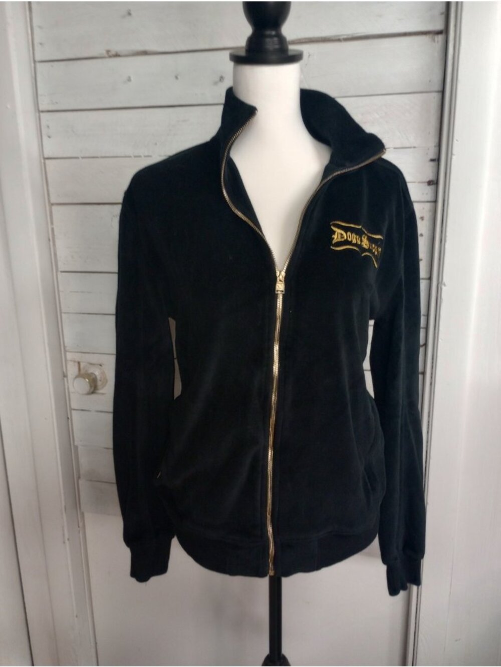 Dogg Supply by Snoop Dogg Women’s XS Jacket Velour Full Zip Black Oversized